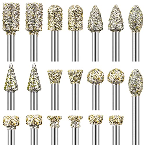 20-Piece Diamond Burr Set for Stone Carving & Engraving