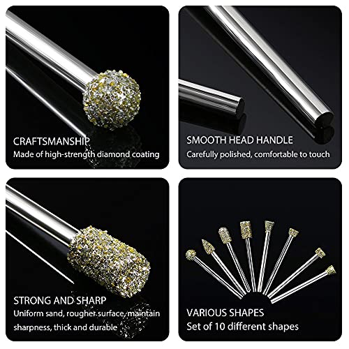 20-Piece Diamond Burr Set for Stone Carving & Engraving