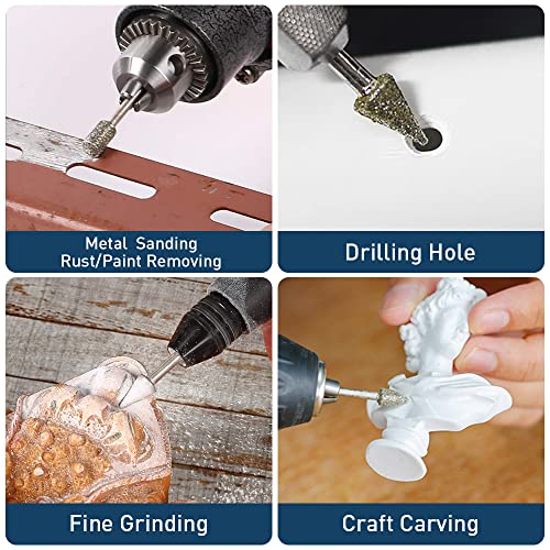20-Piece Diamond Burr Set for Stone Carving, Engraving, Polishing
