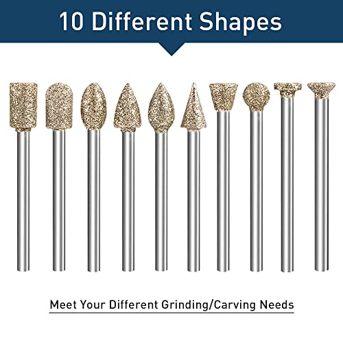 20-Piece Diamond Burr Set for Stone Carving, Engraving, Polishing