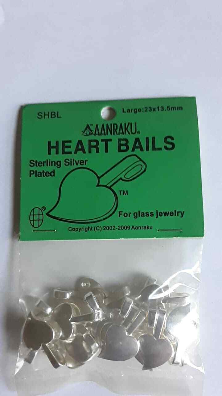25 Aanraku Stained Glass Large Heart Bails Jewelry Supplies
