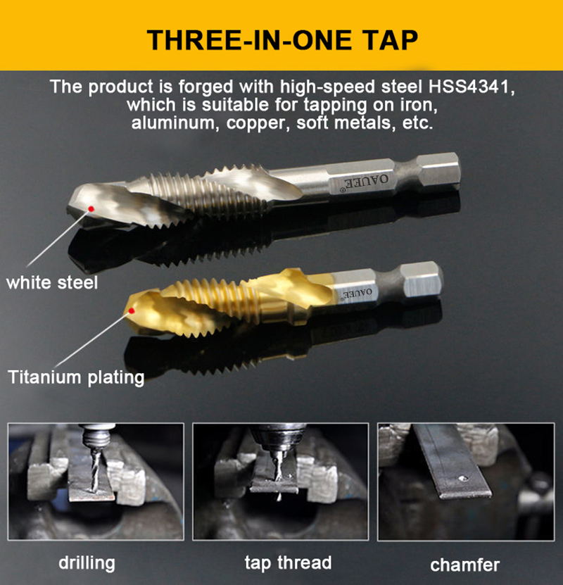 Titanium Plated HSS Tap Drill Bit Set