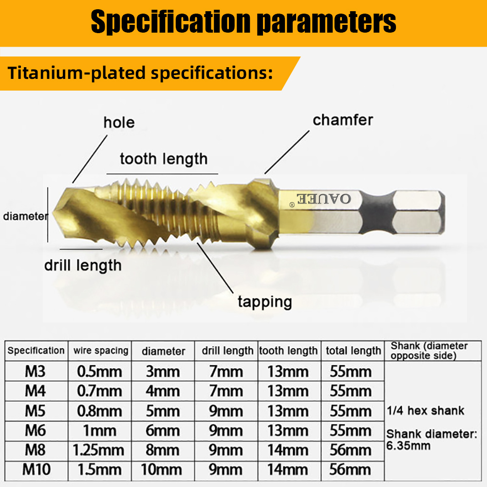 Titanium Plated HSS Tap Drill Bit Set