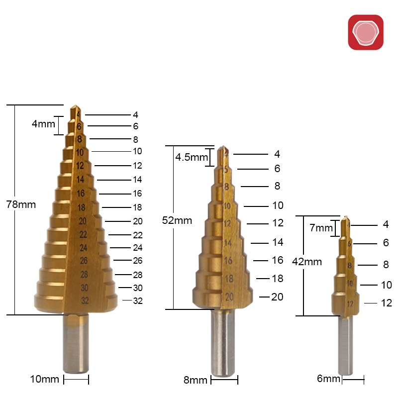 HSS Step Drill Bit Set – Titanium Coated