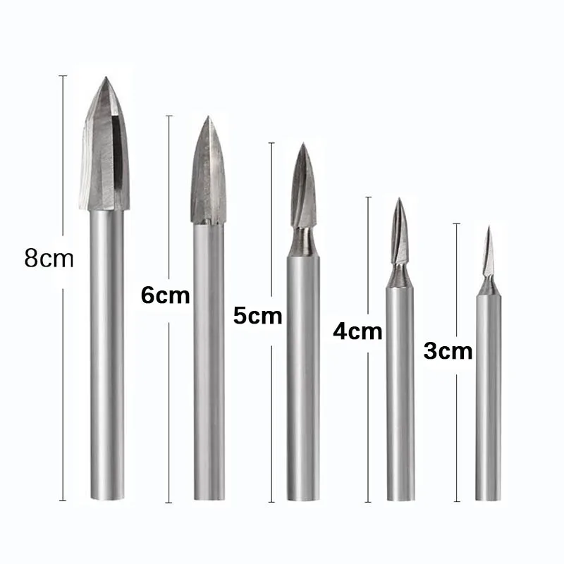 Wood Carving Drill Bit Set: 5Pcs, HSS & Carbide
