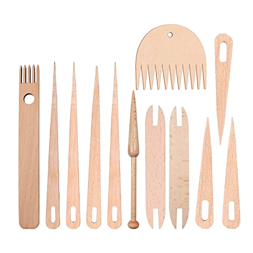 12-Piece Wooden Weaving Tool Kit for DIY Crafts