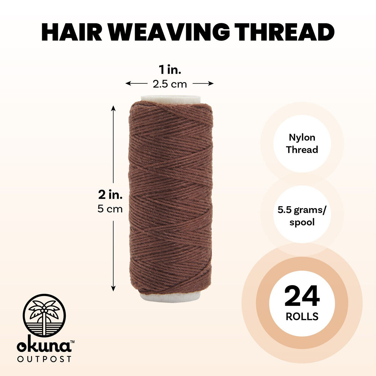 Dark Brown Nylon Thread for Weaving (24 Rolls)
