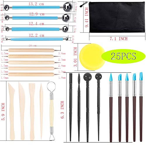 25-Piece Traditional Clay Sculpting Tool Set