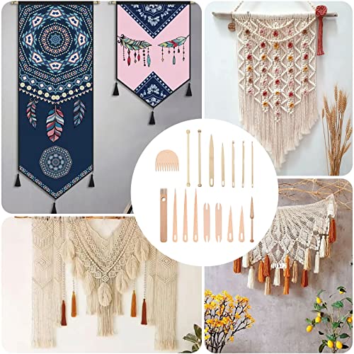 Traditional Wooden Weaving Loom Set - 17 Pieces