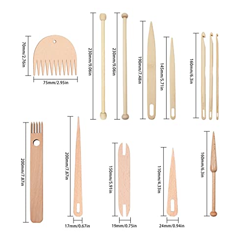 Traditional Wooden Weaving Loom Set - 17 Pieces