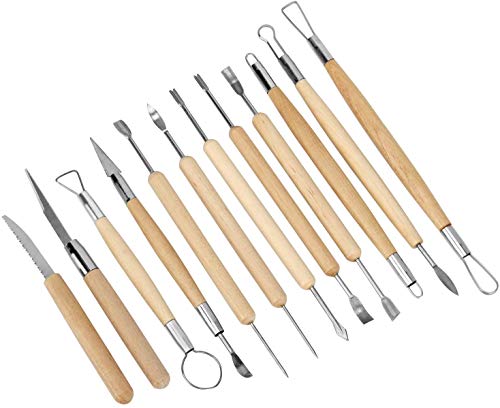 30-Piece Pottery Carving Tool Set with Wooden Handles