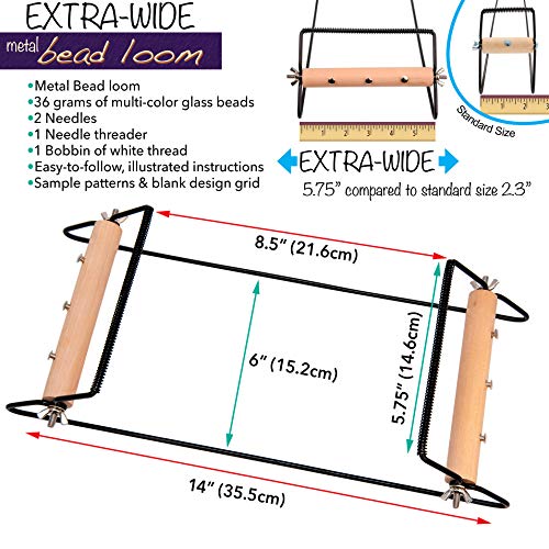 Extra Wide Metal Bead Loom Kit with Beads