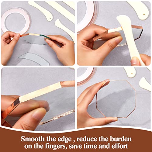 Stained Glass Tools 4 Pieces FID Stained Glass Plastic Burnisher Flat Stained Glass Foil Holder Stained Glass Supplies for Stained Glass Work DIY Handicrafts