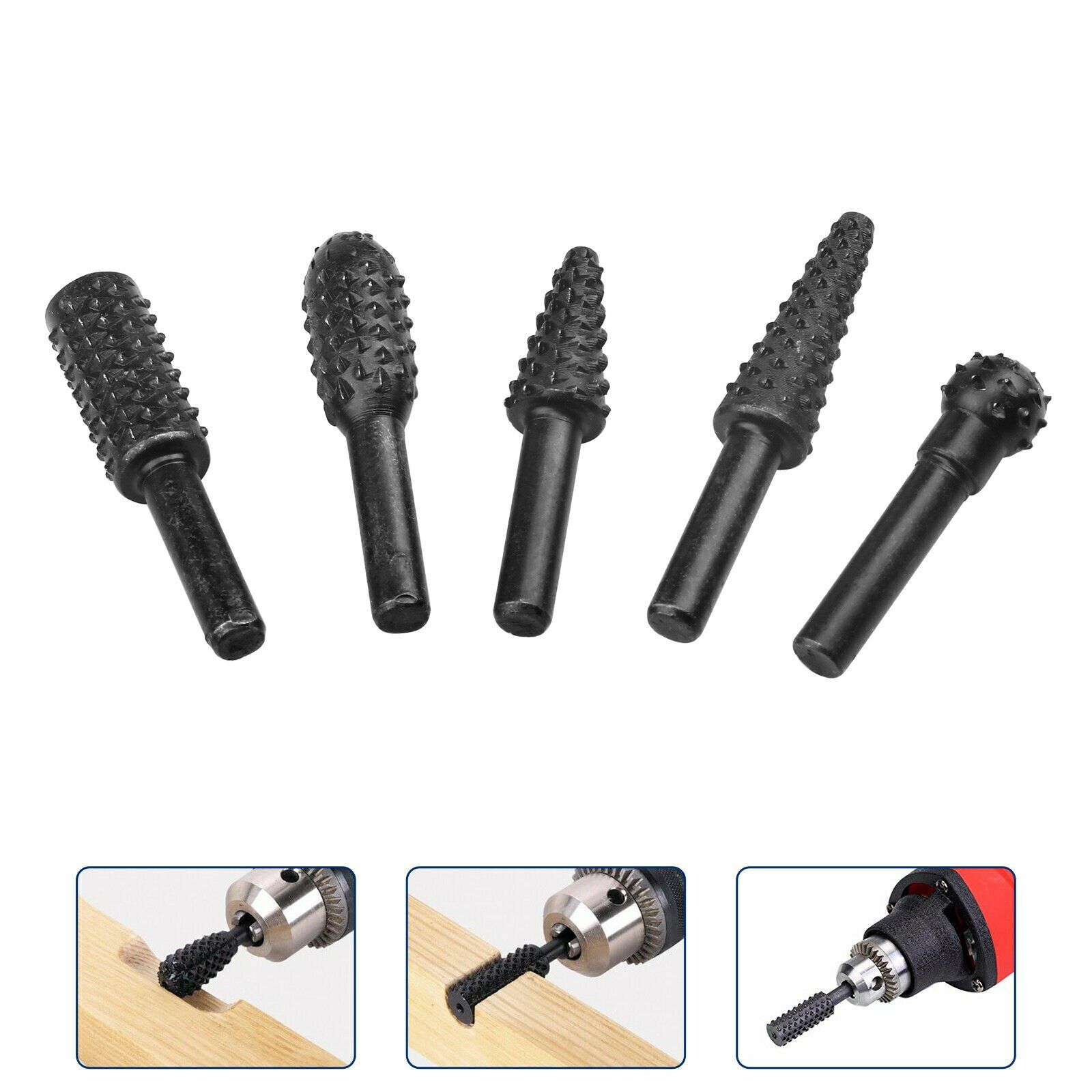 5-pack 1/4" Steel Drill Bit Set Cutting Tools for Woodworking Knife Wood Carving