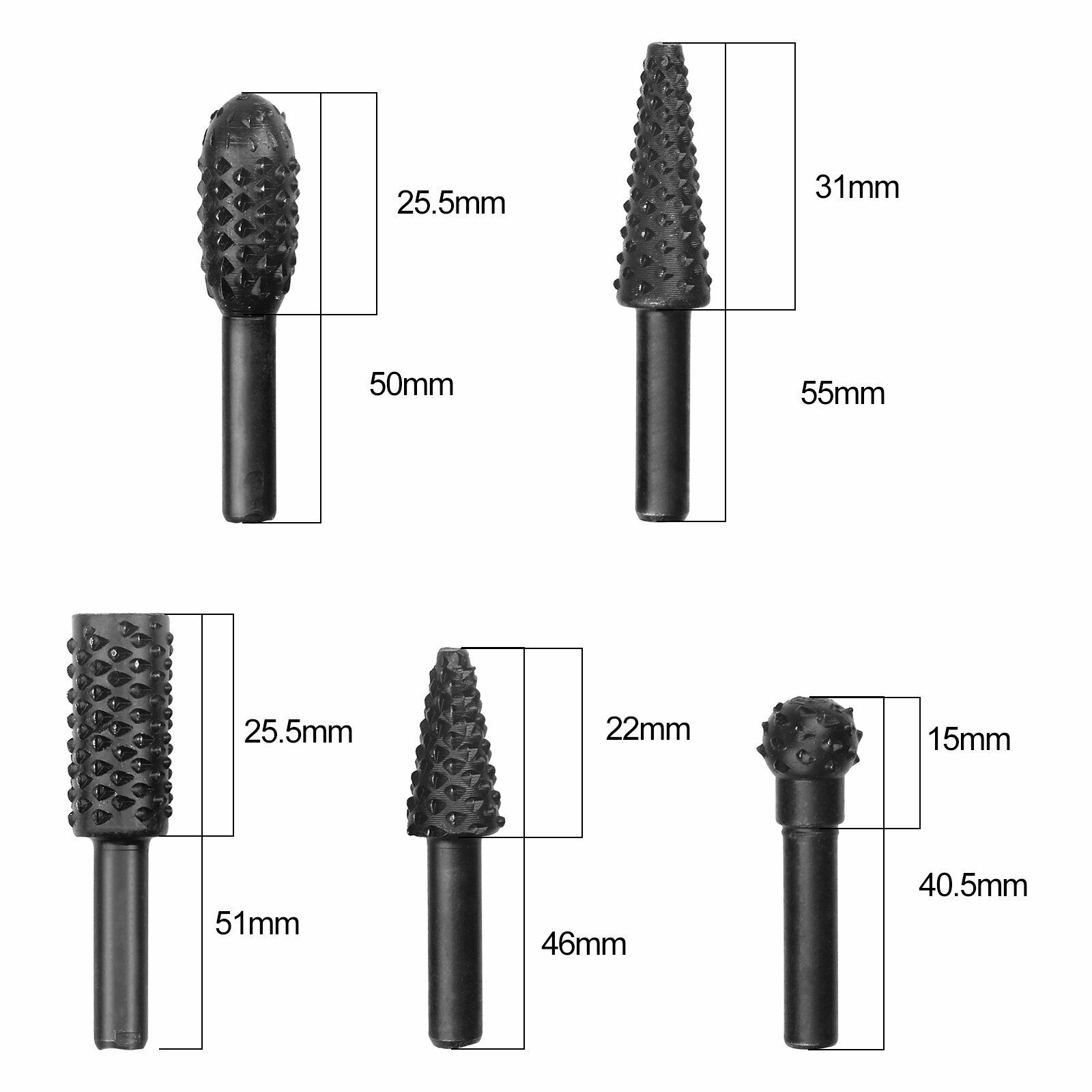5-pack 1/4" Steel Drill Bit Set Cutting Tools for Woodworking Knife Wood Carving