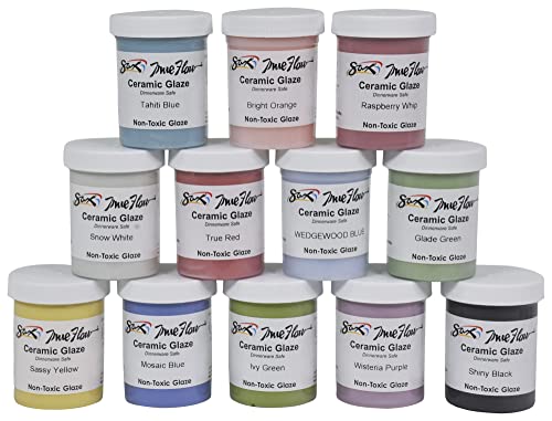 12 Assorted Colors, 4 oz. True Flow Gloss Glazes