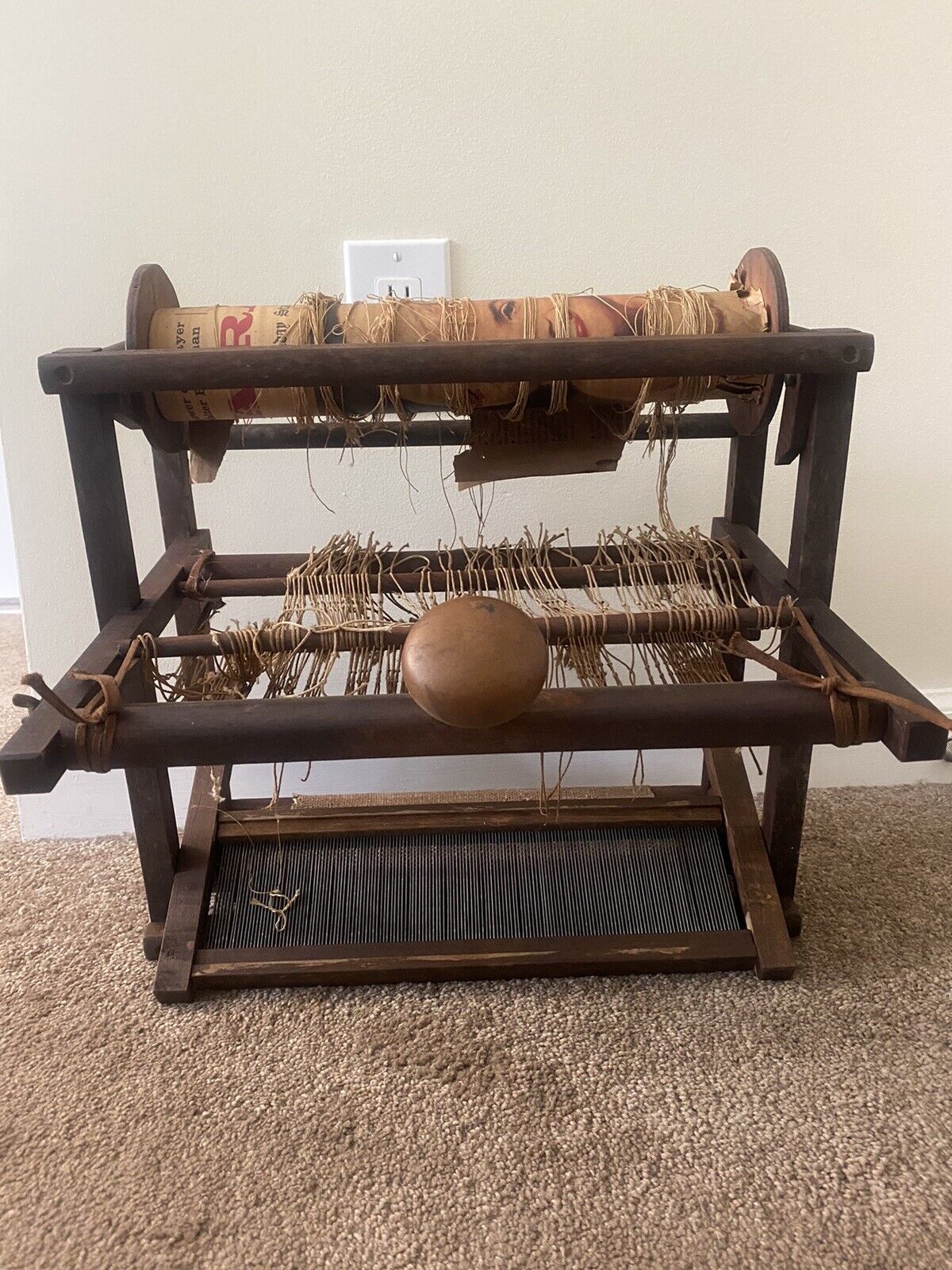 Antique Rug Weaving Loom, 15.5" x 14.5