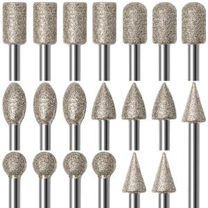 20PCS Diamond Burr Bits for Stone Carving