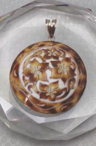 2.5" Italian-Carved Tiger Eye Floral Pendant