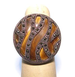 Vintage Sterling Silver Tigers Eye Swirl Ring 5.5