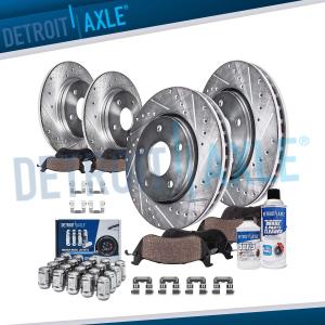 Drilled Rotors Brake Pads & Wheel Lug Nuts Set