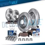 Drilled Rotors Brake Pads & Wheel Lug Nuts Set