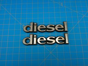 Vintage Diesel Chrome Car Emblem Badge Set