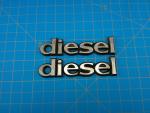 Vintage Diesel Chrome Car Emblem Badge Set