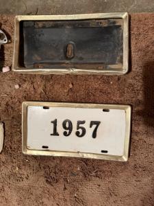 1957 Cadillac Gold License Plate Frames & Sun Visors