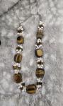 Tigers Eye Beaded Sterling Silver Necklace
