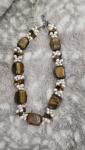Tigers Eye Beaded Sterling Silver Necklace