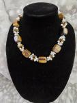 Tigers Eye Beaded Sterling Silver Necklace