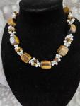 Tigers Eye Beaded Sterling Silver Necklace