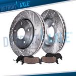 Front Drilled Rotors and Brake Pads Kit for Jeep TJ