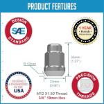 OEM 12x1.5 Ball Seat Lug Nuts Set of 20