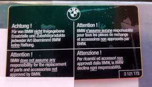 BMW OEM Spare Parts Label #51-14-2-121-173