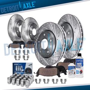 Drilled Rotors Brake Pads & Wheel Lug Nuts Set
