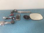 Vintage Car Parts Lot: Mirrors, Emblems, Locks, Cranks