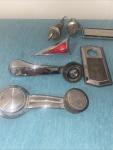 Vintage Car Parts Lot: Mirrors, Emblems, Locks, Cranks