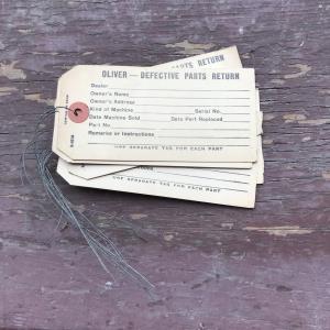 Oliver Tractor Defective Parts Return Tags Lot