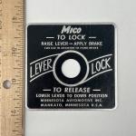 MICO Vintage Lever Lock Indicator Plate OEM Parts