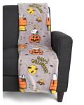 Snoopy Woodstock Peanuts Happy Halloween Gray Throw Blanket 50x70