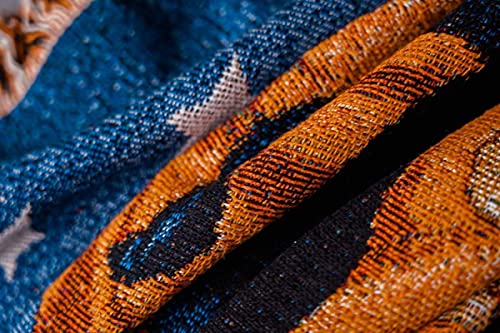 Halloween Jack-O-Lantern and Black Cat Cotton Sofa Throw Blanket