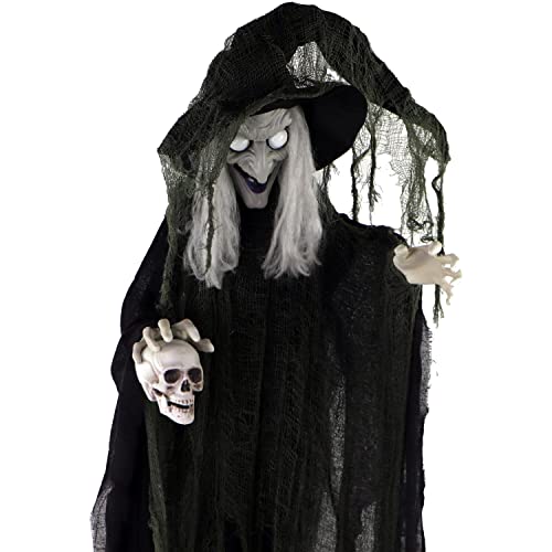 Talking Witch Prop with Rotating Body for Halloween