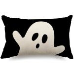 Boo Ghost Lumbar Pillow Cover for Halloween Decor