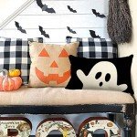 Boo Ghost Lumbar Pillow Cover for Halloween Decor