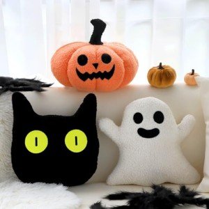 Halloween Plush Pillows: Pumpkin, Ghost, Cat Decor