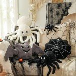 Extra-Large Spider Plush Throw Pillow for Halloween