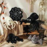 Extra-Large Spider Plush Throw Pillow for Halloween