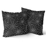 Black Spiderweb Halloween Pillow Covers - Set of 2